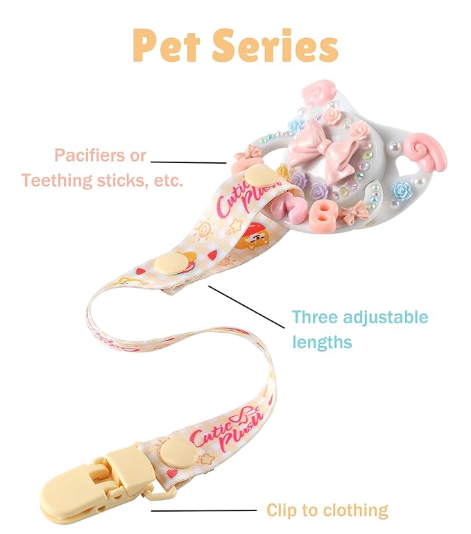 CutiePlusU Adult Pacifier Clip Adult Size Anyard Holder Clips 2 Pack-Pet Series