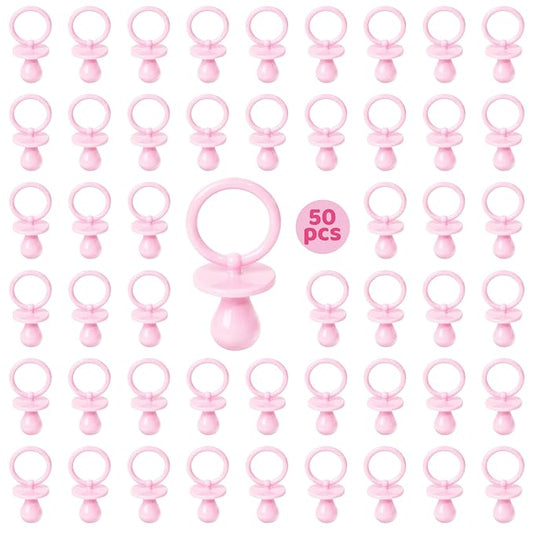 50 Pacifiers for Baby Shower Game Girl, 2.75’’ Plastic Pacifiers Baby Shower Game, Bulk Baby Shower Pacifiers for Gender Reveal Baby Shower Decoration DIY, Table Scatter, Baby Shower Favors (Pink)