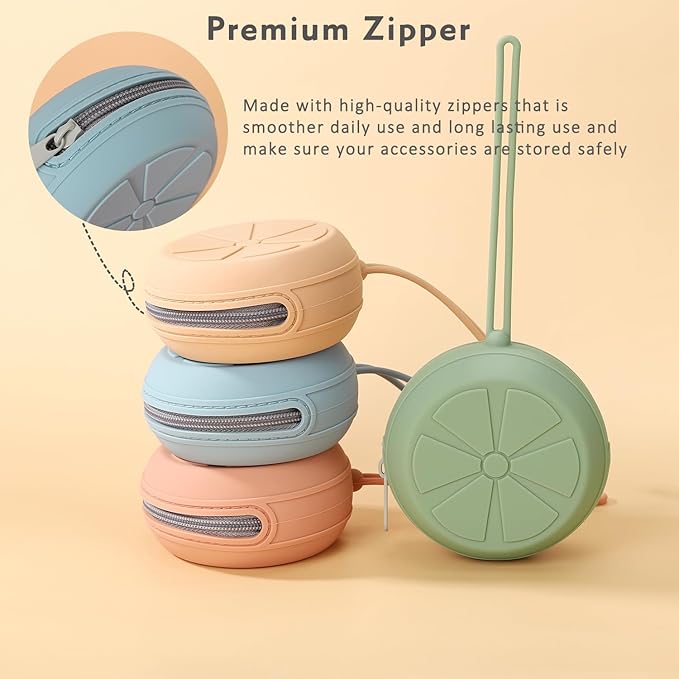 Silicone Pacifier Holder Case, Silicone Pacifiers Storage Case for Newborn, BPA-Free Portable Travel Pacifier Pouch for Boys & Girls(Sage, Ether)