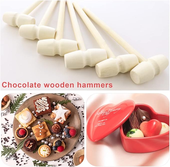 NODG 20 Pcs Mini Wooden Hammer Solid Crab Lobster Mallet Small Shell Wood Cracker Hardwood Pounding Toy for Breakable Heart Cracking Seafood Chocolate Kids