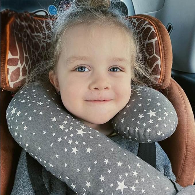Car Seat Belt Cushion Kids Car Travel Pillow Head Neck Support Pillow Soft Neck Pillow Headrest Sleeping Pillow for Car Seat Airplane Train Ergonomic Pillow for Car Airplane Long Journeys