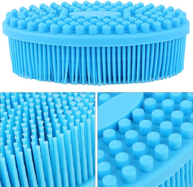 Silicone Baby Bath Brush Silicone Baby Sensory Brush Silicone Shower Skin Massage Brush for Baby Body Hair Washer(Blue)