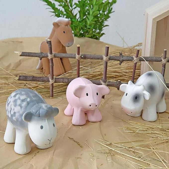 Cow Organic Natural Rubber Rattle, Teether & Bath Toy