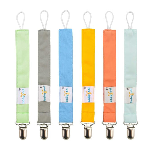 babygoal Baby Solid Color Pacifier Clips, 6 Pack Pacifier Holder Clip for Boys and Girls Fits Most Pacifiers and Binkies