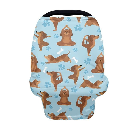 AFPANQZ Funny Cartoon Dogs Nursing Covers for Newborns Baby Car Seat Covers for Baby Girls, All Season Baby Carseat Canopy Cover Ups Breastfeeding Scarves Breathable Baby Shower Scarf