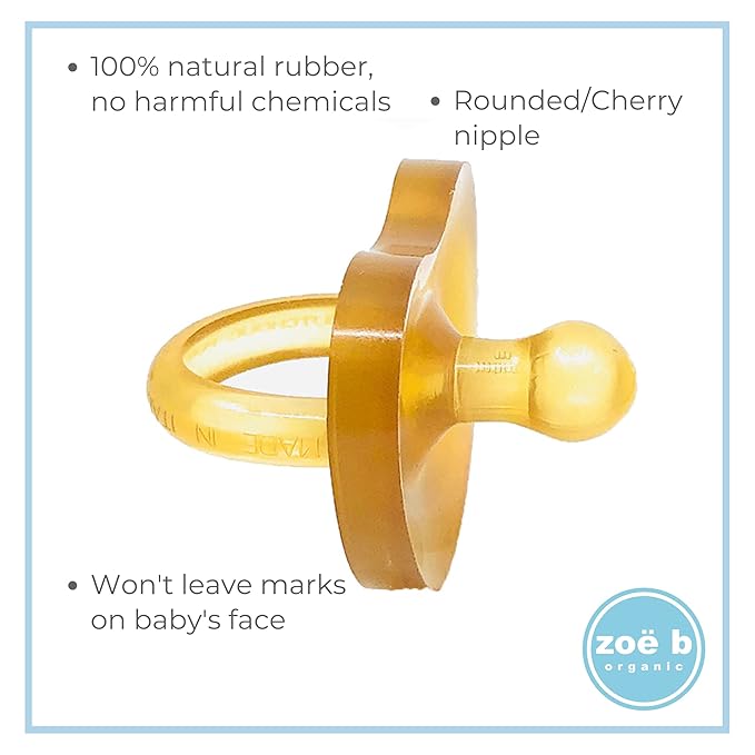 Simply Rubber Pacifiers - Preemie - Shorter Nipple (Less Gagging) - Small Newborn (0-6 mos) - Breastfed Babies - Rounded Nipple - 100% Natural Rubber - Easy to Clean - One-Piece Design