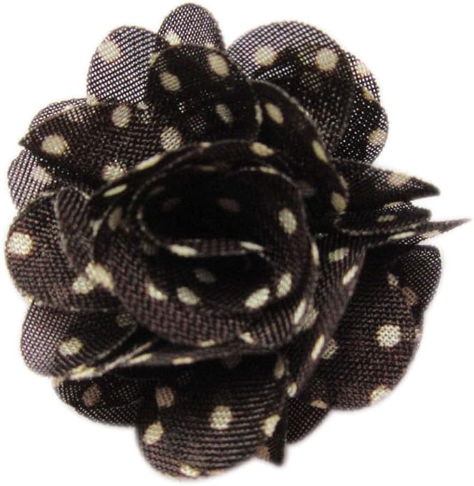 YYCRAFT 30 pcs Chiffon Flower with Dots Prints for Baby Girls Flower Headband Bows DIY Craft,Party Decoration(1.75",Brown Dots)