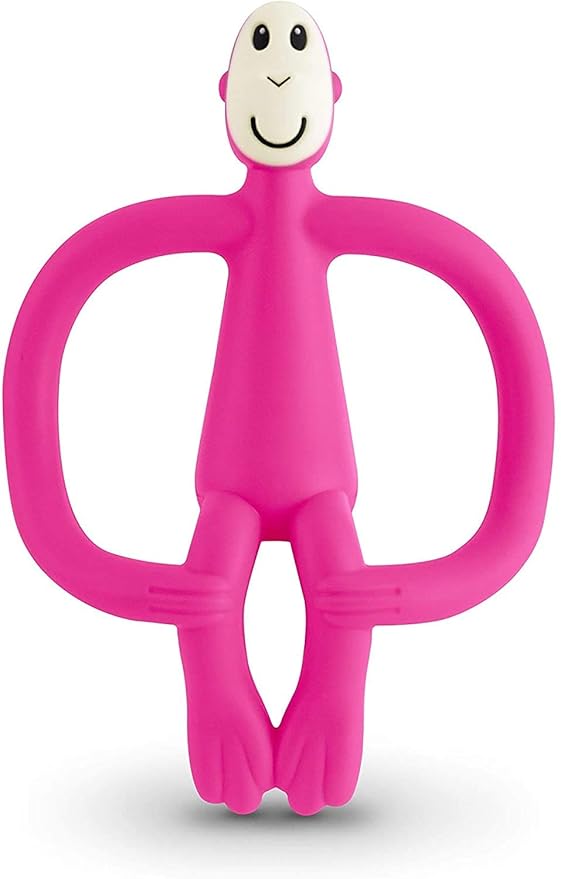 Matchstick Monkey Silicone Teether & Gel Applicator – Silicone Baby Teether, Easy-to-Grip, BPA-Free, Supports Self-Soothing & Early Brushing, 3 Months+, 4 Inches, Pink