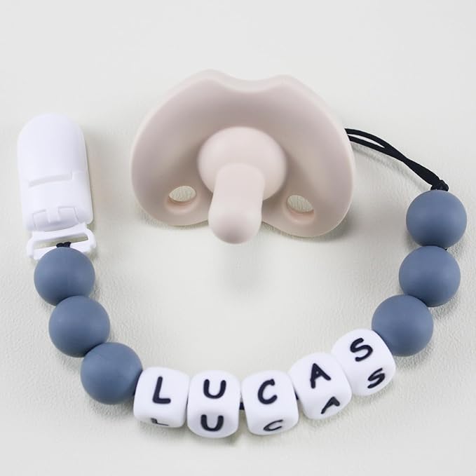 Personalized Pacifier Clip with Name, Customized Pacifier Holder Clip for Baby, Fit All Pacifiers