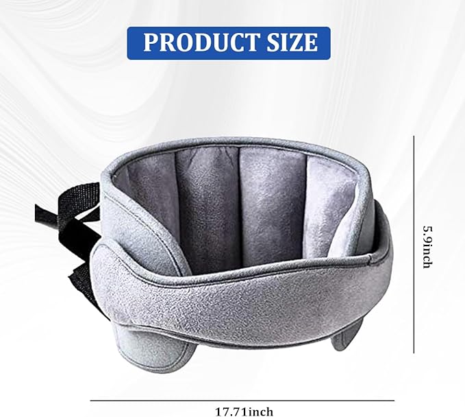 Car Seat Head Support, Soft Comfortable Adjustable Seat Neck Relief Support Band for Sleeping Kids, Automotive Headrest Holder Strap for Toddler Children Infant, Universal Fit (Gray)