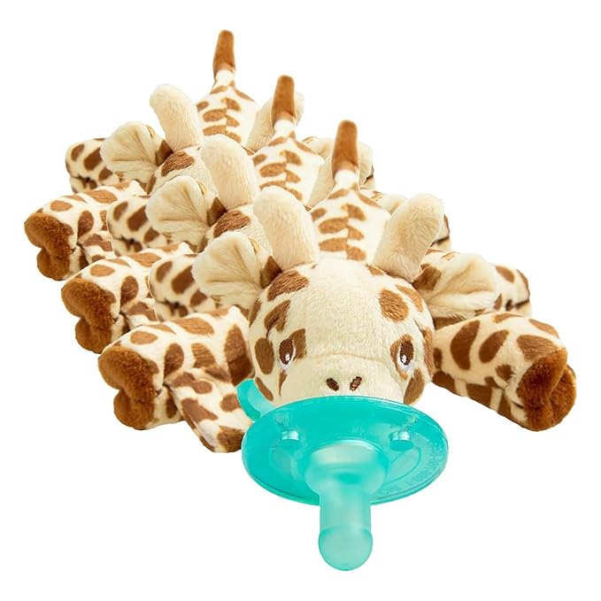 Philips AVENT Soothie Snuggle Pacifier Holder with Detachable Pacifier,0m+,Giraffe,SCF347/01,(Pack of 3)
