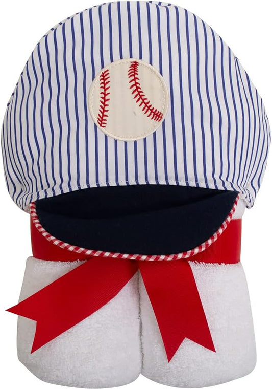 3Marthas Boutique Everykid Hooded Towel (Blue/Red - Baseball Cap Character Towel)