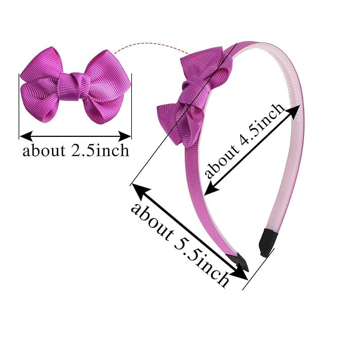 Hairband, 20 Pieces Grosgrain Bow Headbands with Teeth for Girls, Toddler Kids Children