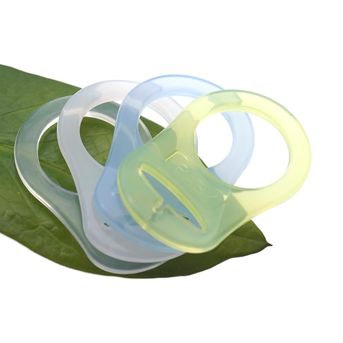 4Pcs Pacifier Adapter Rings Silicone Rings for Pacifier Clip Button Soother Dummy Pacifiers Holder Paci Clips Newborn Gift for Baby (Boy's Color)