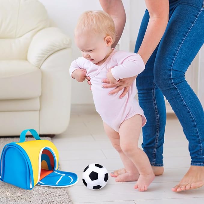 teytoy My First Sports Bag for Baby,Stuffed Plush Playset with Soft Basketball,Baseball,Football,Soccer,Golf Ball,Volleyball Baby Birthday Gift Toys for 1 Year Old Boys Girls