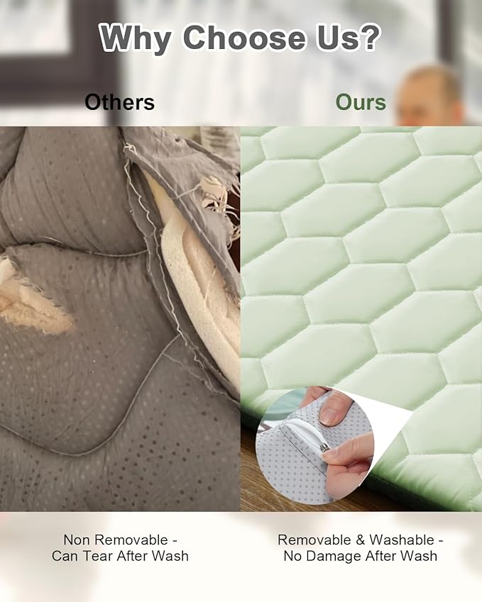 TINYHARBO Premium Foam Baby Play Mat 71" x 59" with Removable Cover, Extra Thick Padding Playpen Mat, Non-Slip Floor Mat, Stylish & Easy to Clean for Crawling Baby, Infants & Toddlers, Green