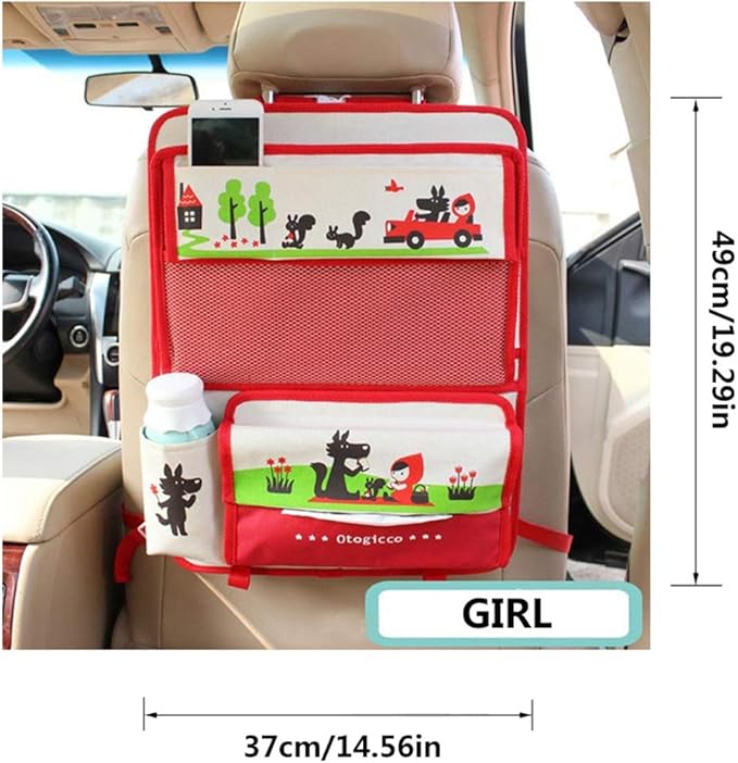 Cute Cartoon Car Backseat Organizer Auto Car Foldable Table Tray Seat Back Storage Bag Organizer for Baby Kid
