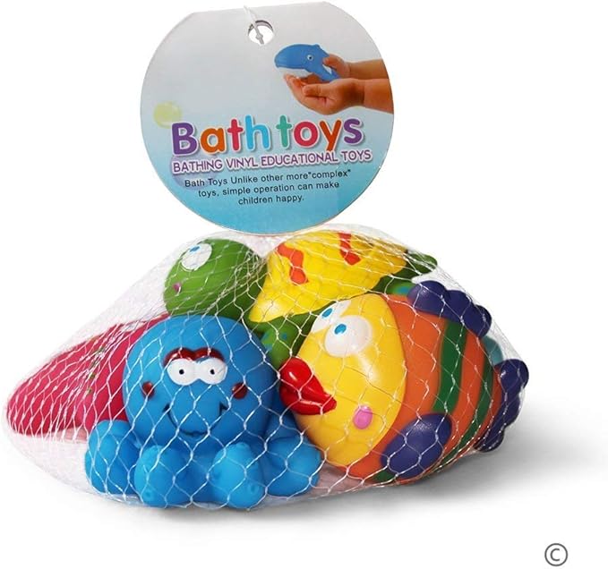 Bathtub Toys Floating Bath Toys(6PCS) with Storage Net,Baby Soft Bath Time Boat Toys,Bathtub Learning Water Toys and Bathtub Toys for Toddlers-Fish,Starfish,Sea Horses