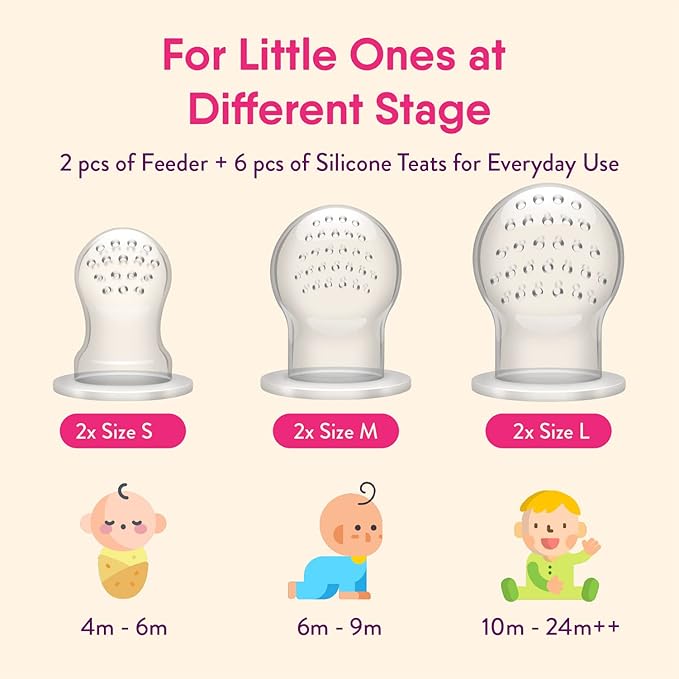 NatureBond Baby Food/Fruit Feeder (2 Pack) and Silicone Baby Bibs (Set of 2 w/Carry Pouch) Bundle