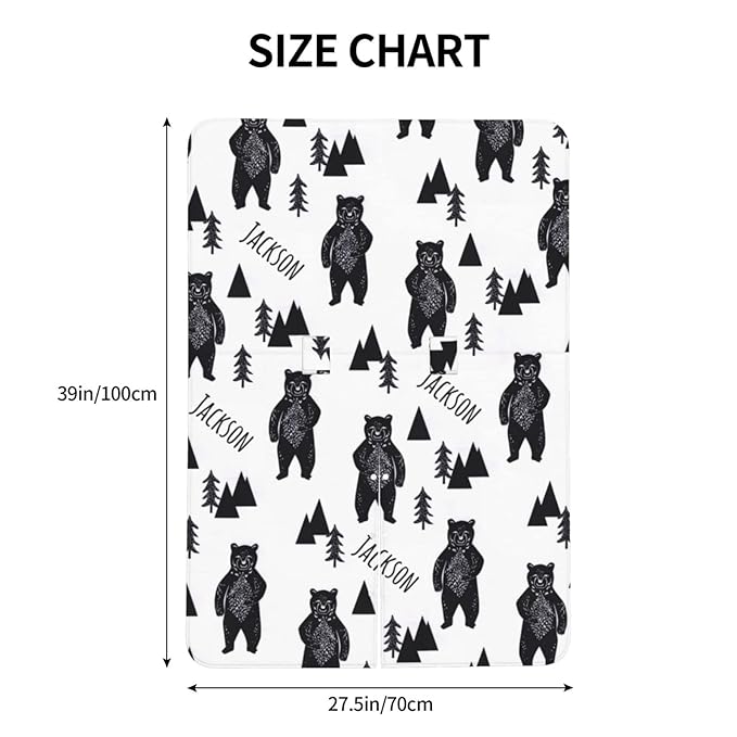 Personalized Black Bear Baby Infant Car Seats Canopy for Babies with Name, Custom Lightweight Covers for Baby Boys Girls, Minky Nursing Breastfeeding Stroller Cover Canopies for Newborn