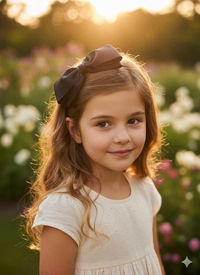 ClassExceed Black Bow Headband for Girls 3–12 – Formal & Recital Hair Bow, Solid Color Ribbon Kids Headband for Dance & Events
