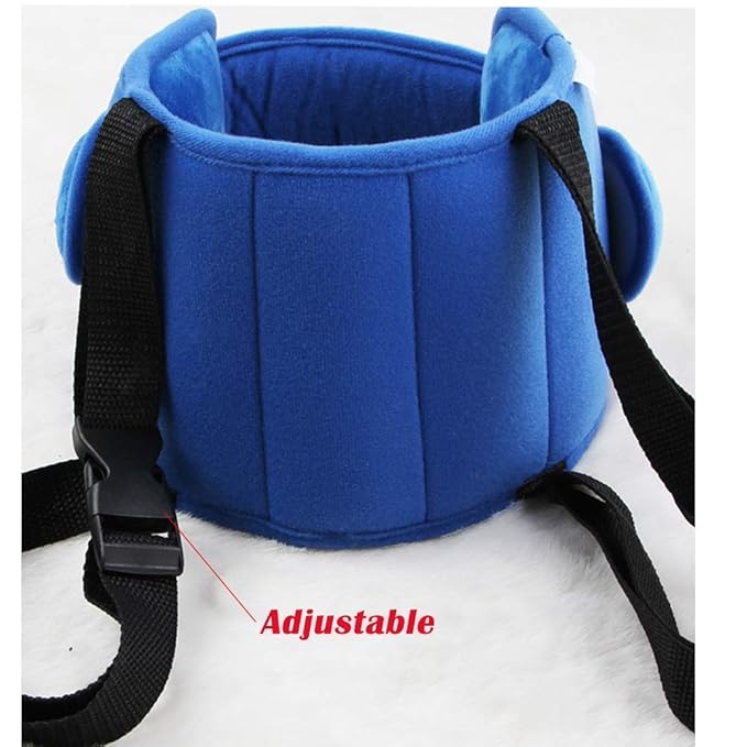 Adjustable Toddler Car Seat Head Support Band, Carseat Straps Cover, Safety Car Seat Neck Relief, Infants and Baby Head Support,Blue