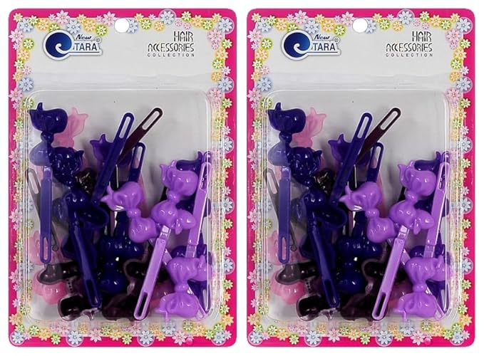 Classics Self Hinge Hair Barrettes for Girls Plastic Hair Barrettes for Baby bow Girl Barrettes 80s 90s Bow Cartoon Design Hair Pins for Baby Girls Toddlers total 40 count (PURPLE MIX)