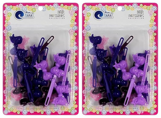 Classics Self Hinge Hair Barrettes for Girls Plastic Hair Barrettes for Baby bow Girl Barrettes 80s 90s Bow Cartoon Design Hair Pins for Baby Girls Toddlers total 40 count (PURPLE MIX)