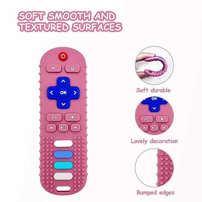 YAPROMO Babay Teething Toys,Reomte Teether Toys, Silicone Chew Toy for Babies 18+ Months, Remote Control Shape Teething Toys, Early Educational Toy BPA Free & Refrigerator Safe