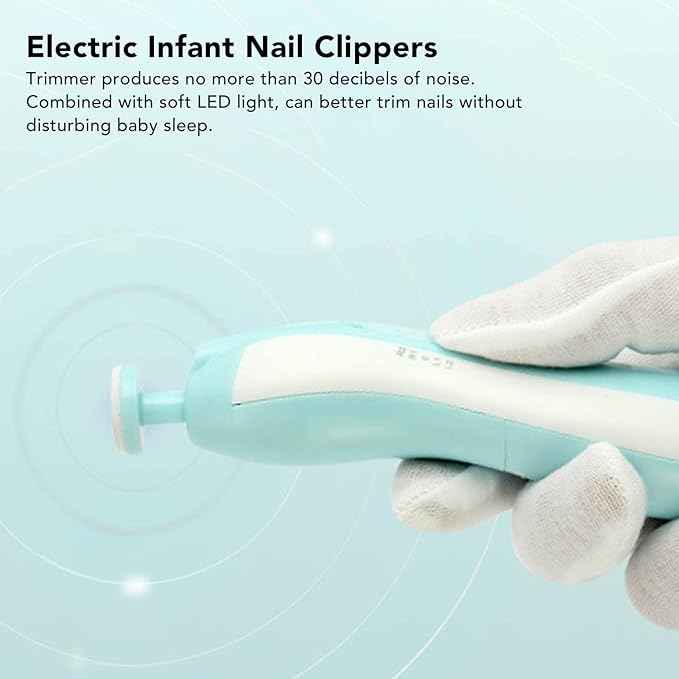6 in 1Baby Nail Trimmer Electric, Electric Baby Nail Trimmer Baby Nail File Infant Nail Clippers with 1 Infant Nail Trimmer 8 Trimmer Head for Newborn Infant Toddler or Adult