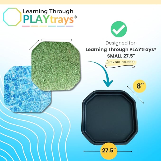 Small Sensory Play Mat – Double Sided Grass & Water Tuff Tray Insert (Fits 27.5" Tuff Tray, Tray Not Included)