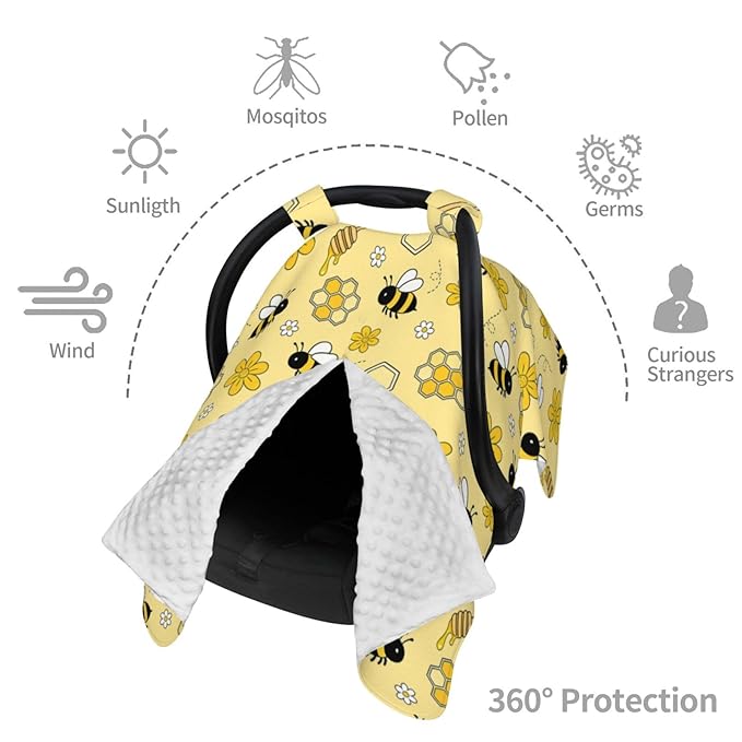 Bee Baby Car Seat Canopy Cover Multi Use Nursing Cover for Mom Nursing Covers Newborn Bee Shower Gift