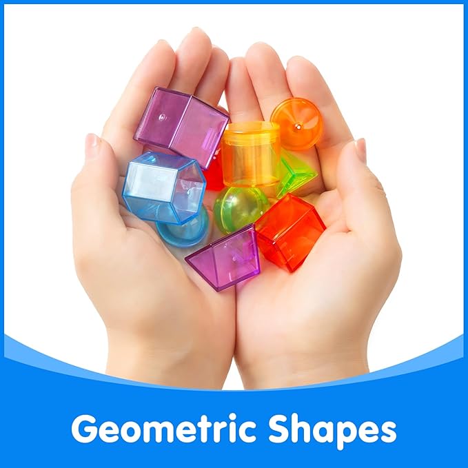 60 Pcs 3D Shapes for Teaching - Light Table Manipulatives - Geometric Shapes for Classroom