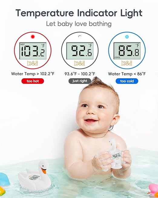 b&h Baby Bath Thermometer, Swan Digital Infant Bathtub Thermometer - Reliable Temperature Readings - Easy to Read Screen - Waterproof, Safe Floats in Water Toy, Newborn Must Haves
