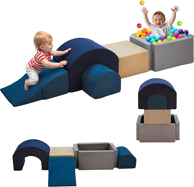 Climbing Toys and Blocks - Indoor Soft Foam Climber PlaySet for Toddlers, Kids, and Babies Ages 1-3 - Perfect for Crawling and Ball Pit Play