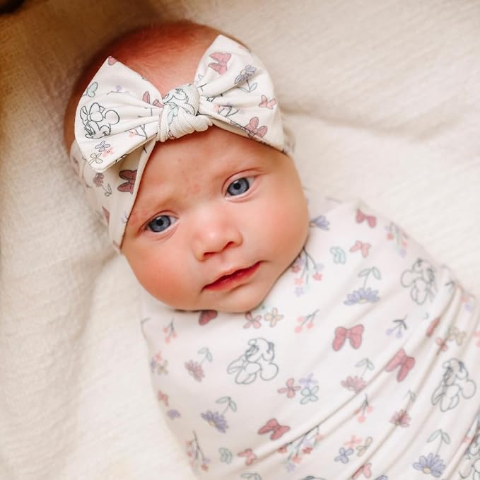 Copper Pearl Baby Stretchy Soft Knit Headband Bow Minnie Mouse's Bowquet