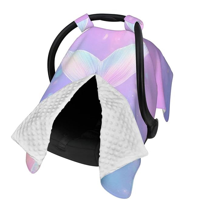 KiuLoam Mermaid Fish Tail Baby Car Seat Canopy, Nursing Cover Breastfeeding Scarf, Stretchy Soft Breathable Infant Carseat Cover for Babies Boys Girls