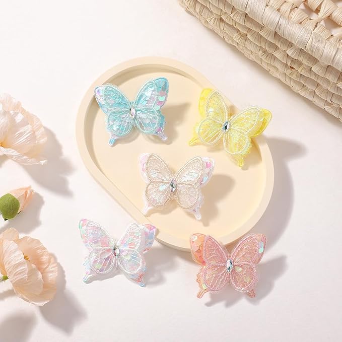 Hair Clips Butterfly Hair Clip Glitter Butterfly Hair Clips Kids Clips for Birthday Christmas Children's Day Gift (purple)