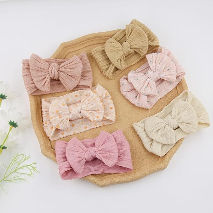 KIDOCHEESE Baby Girls Headbands with Bows Elastics Nylon Hair Bows Hairbands Hair Accessories for Newborn Infant Toddlers Kids