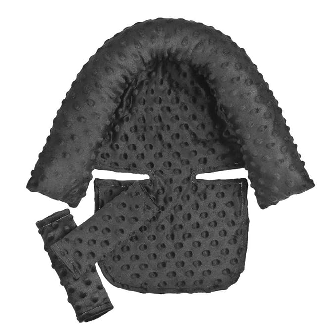 Baby Head Support and Strap Covers, Infant Head Support Pillow, Super Soft Head and Neck Cushion for Car Seat, Baby Headrest and Carseat Neck Cover(Black)