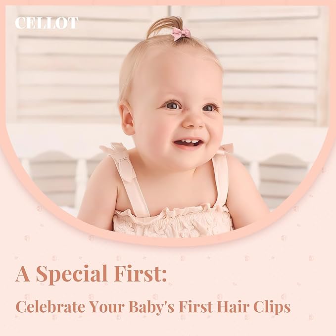 CÉLLOT 40Pcs Baby Snap Hair Clips Grosgrain Ribbon Tiny Baby Bows in 20 Colors for Infant Toddlers Fine Thin Hair (Dovetail Style)