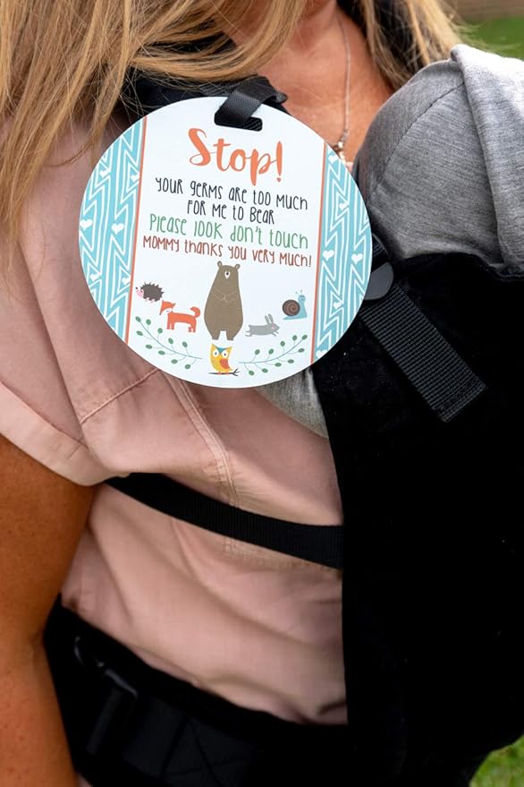 Three Little Tots Two Pack - Woodlands Themed No Touching Baby Car Seat and Stroller Signs - CPSIA Safety Tested