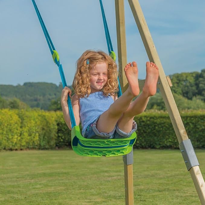 TP Toys Baby Swing - Comfy Toddler Swing Seat, Kids Outdoor Toys, Quadpod Adjustable 4-in-1 Swings Chair, Secure, Safe Quick Click Locking System, Durable, Easy Installation, Ages 6 Months - 8 Years