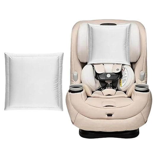 PROMEED 100% Natural Silk Carseat Headrest Cover for Baby Hair Protection - Mulberry Silk Car Seat Head Cover to Prevent Hair Loss and Bald Spot, Safe & Washable Car Seat Accessories (White)