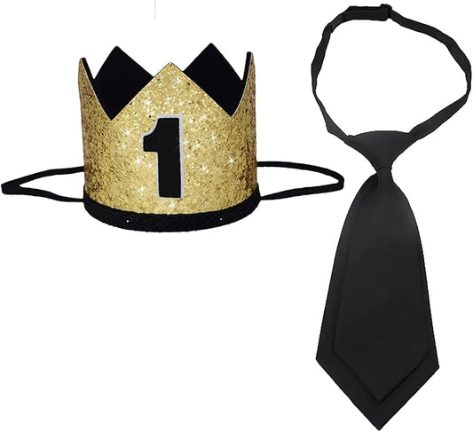 Glitter First Birthday Crown Baby Boy 1st Bday Party Hat Cake Smash Photo Prop