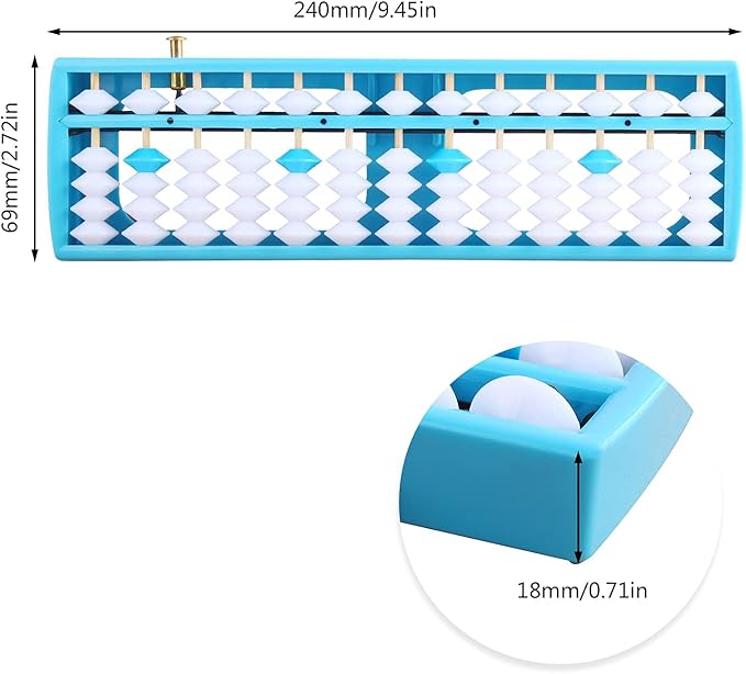 Larcele Bead Arithmetic Counting Abacus with Reset Button,13 Column SP-02 (Blue 2)