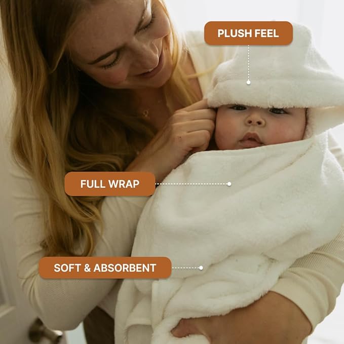 Parker Baby Co. Premium 100% Soft Ring Spun Cotton Hooded Toddler and Kid Bath Towel Plush Towel with Hood for Newborns and Babies