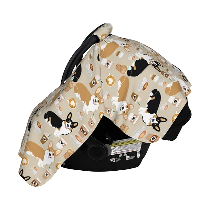Corgi Gifts for Corgi Lovers Baby Car Seat Canopy Cover 39x27.5 Inches Multi Use Nursing Cover for Newborn Canopy Mom Nursing Breastfeeding Covers