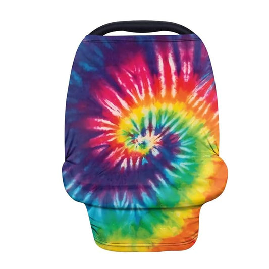AFPANQZ Stretchy Cozy Baby Car Seat Tie Dye Print Nursing Breastfeeding Cover Breathable Multi Use Infant Car Seat Canopy Travel Shopping Outdoor Baby's Car Seat Covers