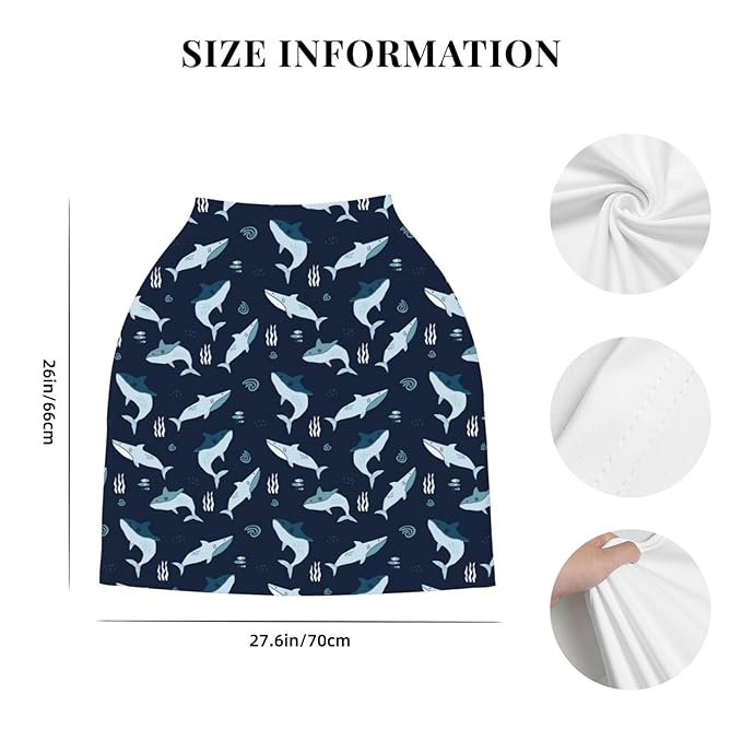Sharks Ocean Baby Stuff Car Seat Cover for Baby Carseat Covers for Girl Boy Stretchy Soft Breathable Breastfeeding Infant Car Seat Canopy Carrier Cover